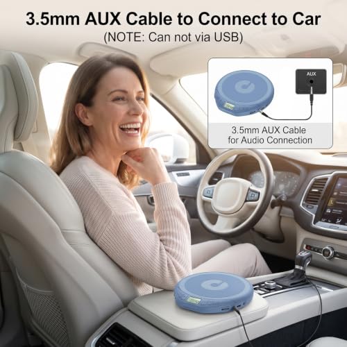 Image of Gueray CD Player Portable with Earphones, CD Discman AUX Cable for Car Home