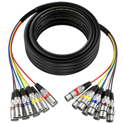 EBXYA 20 Feet XLR Snake 8 Channel - 8 Colored XLR Male to Female Cables