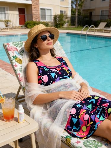 Image of uideazone Women Funny Print Sleeveless U Neck A Line Casual Midi Dress | Soft Stretchy Breathable Fabric Flared Swing Sundress Fitted Waist for Daily Wear 80 /90s Themed Party Beach Vacation Trips
