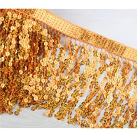 LUMoony 16cm Sequin Fringe Trim Tassel Ribbon Thread Sequin Fringe Tassel Fringe Trim Sequin Fringe Tassel for DIY Dance Costume Clothing Ribbon Decorative Trim Sewing Accessories Cover