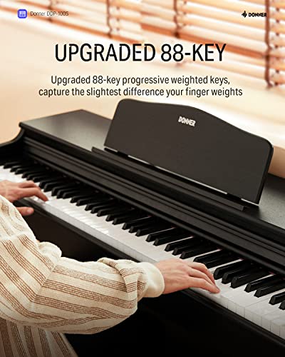 Donner DDP-100S Digital Piano 88 Key Weighted Graded Hammer-Action Piano Keyboard with MIDI IN/OUT, 200 Sounds, 200 Rhythms, 100 Demo, Donner Duet Piano Bench - image 2