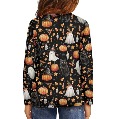 Renewold Halloween Girls Boys T-Shirts Kids Athletic Tees Shirts Long Sleeve Crewneck T Shirts Casual Clothes 3-16 Years2
