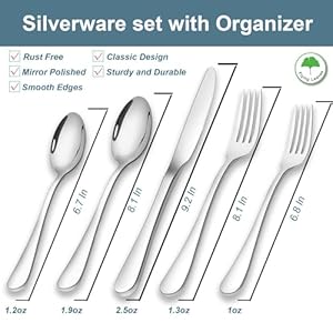 FlyingLeaves Premium 20 Piece 18/10 Stainless Steel Silverware Set for 4, Elegant Cutlery Set with Forks, Knives, Spoons – Dishwasher Safe Kitchen Utensils for Home, Restaurant, and Events FlyingLeaves Premium 20 Piece 1810 Stainless Steel Silverware Set for 4 Elegant Cutlery Set with Forks Knives Spoons–Dishwasher Safe Kitchen Utensils for Home Restaurant and Events
