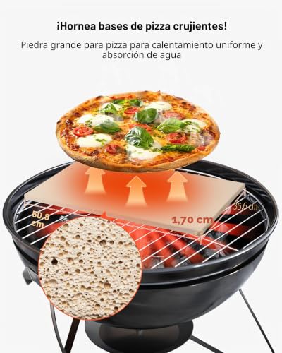 Miniatura 2 de Vevor Piedra Para Hornear Pizza De 508 X 355 Mm, Rectangular De Cordierita, Placa Extragrande Con Raspador, 17 Mm De Grosor, Resistente Al Calor, Apta Para Cocina, Horno, Pan, Pizza Y Parrilla