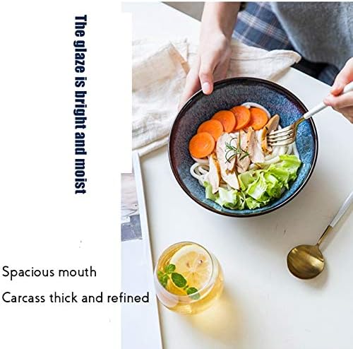 7.6 Inch Retro Porcelain Bowl Japanese Kiln Glazed Ceramic for Rice, Noodles, Cereal, Salad,Soup and Desserts