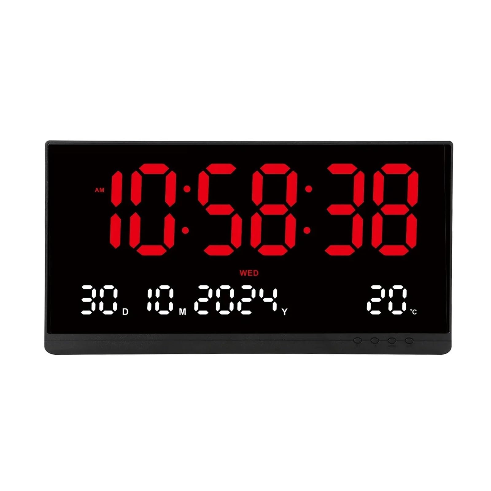 SAeWare Sveglia digitale, grande orologio da parete digitale da 53 cm, alimentato tramite USB, calendario 12/24 ore, ora, giorno, mese, anno, temperatura, sveglia elettronica a LED, per tavolo da