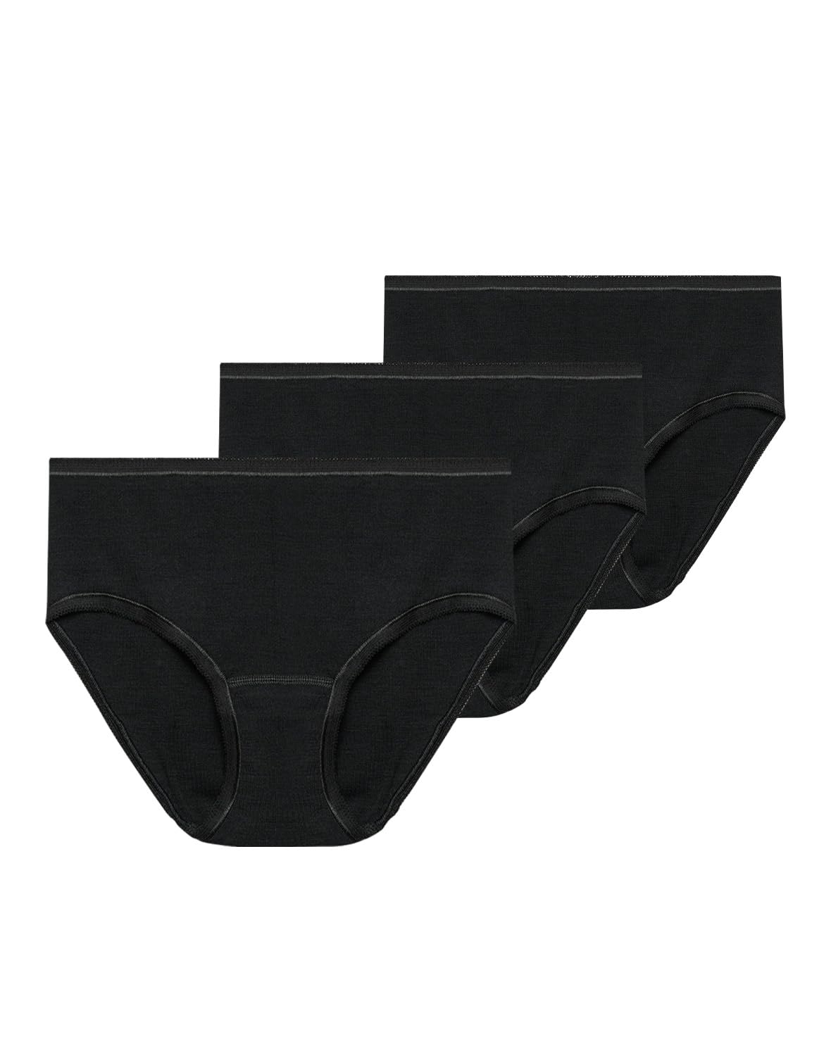 Dilling Women's Black 100% Natural Merino Wool Midi Briefs, 10
