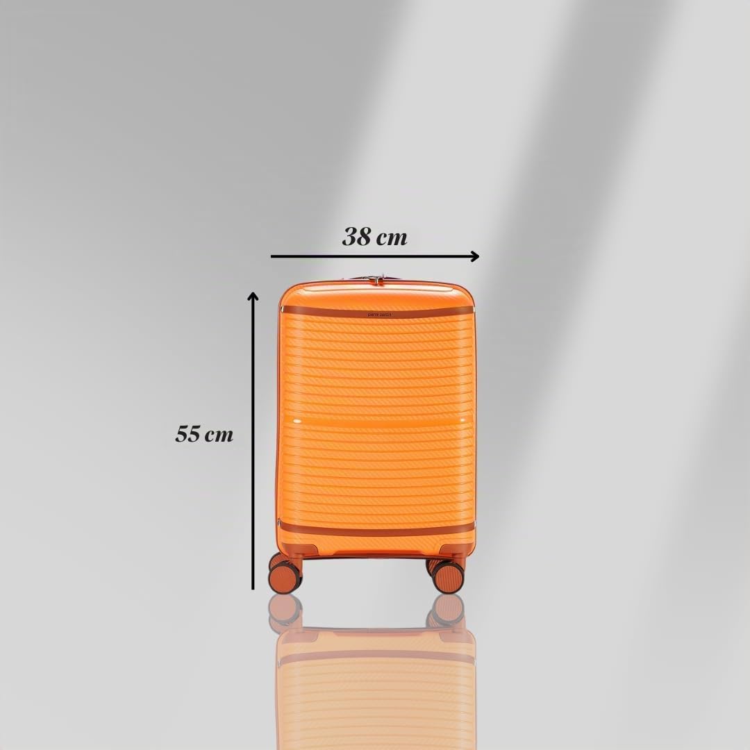 Pierre Cardin - Valigia Trolley rigido con rotelle girevoli 55x38x20 (Arancio)