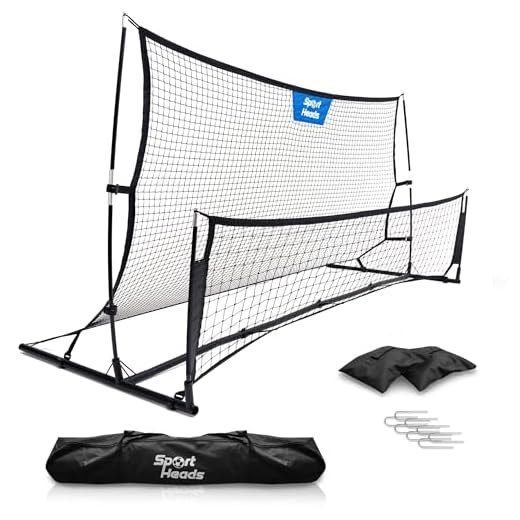 Sport Heads Portable Soccer Rebounder Trainer Net: 2-in-1 Volly, Passing, and Solo Skills Enhancement | Indoor & Outdoor Equipment - 7ft x 4ft
