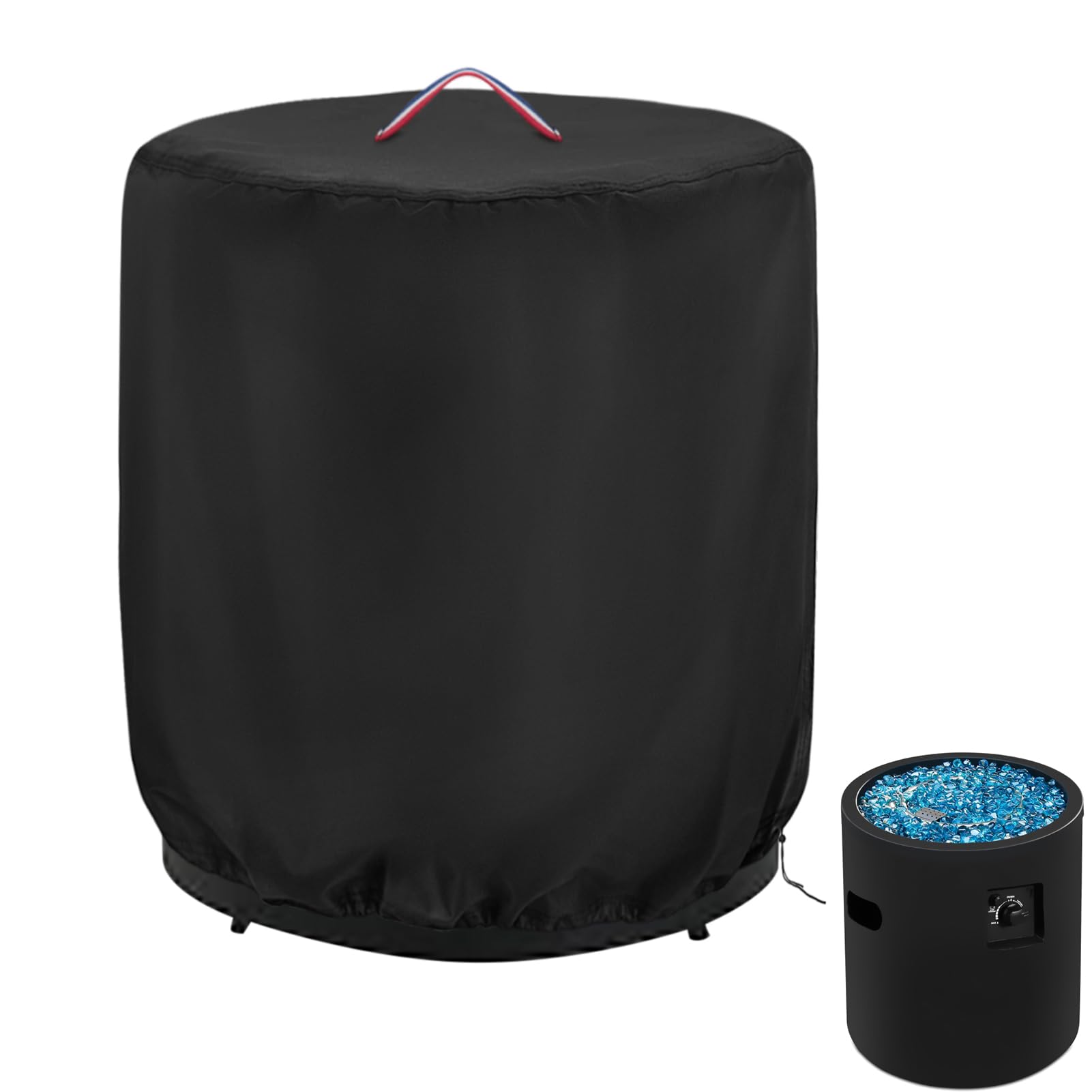 Topcover Round Fire Pit Cover, 24 Inch Waterproof Outdoor Propane Fire Column Cover for 23 Inch Cylinder Firepit, Patio Fireplace Cover - 24" D x 27" H-picture-18