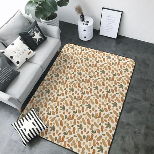 Tapis de salon motif cacahuètes 203x147 cm lavable et antidérapant