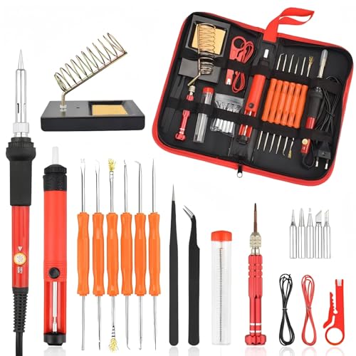 MclleHome 26PCS Soldering Iron 60w Adjustable Electric Solder Sation Iron Kits EU Multifunctional pyrography For Wood Burning Tool