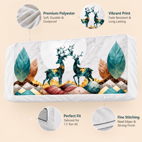 Image of Air Conditioning Dust Cover Folding Designer Ac Cover for Indoor Split Ac 1.5 ton (97 x 31 x 21.5 ), Polyester