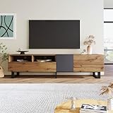 LAKFEW Mueble TV 180 cm de hasta 75 Pulgadas, Roble+Antracita