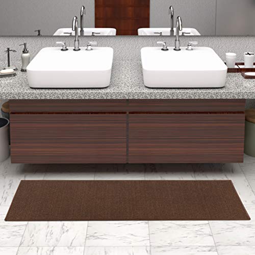 Sweet Home Stores Sweethome Collection Solid Design Rubberback Runner Rug, 20" X 59", Brown #TOP2