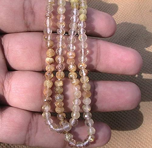 Rutile doré naturel de qualité gemme en rondelles facettées 2mm pour joaillerie fine