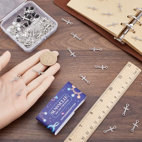 SUNNYCLUE 1 Box 120Pcs Easter Charm Cross Connector Charms Cross Charm Bulk Cross Metal Charms Cross Linking Charm Rosaries Crucifix Charm Cross Connectors for Jewellery Making Charms DIY Crafts - Image 3