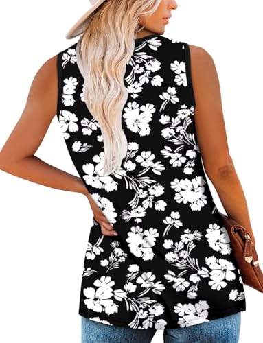 KISSMODA Womens Flora Print Tank Tops Ribbed Summer Shirt Sleeveless Summer Casual Women Blouses(S-3XL)
