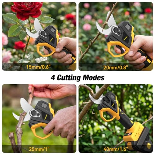 Image of 2-In-1 Electric Pruning Shears for Dewalt 20v Max Battery, 1.6 inch Cutting Diameter Cordless Pole Pruners 20v - Brushless Motor, 4 Modes Electric Pruning Shears for Gardening & Tree Trimmer (No Battery)