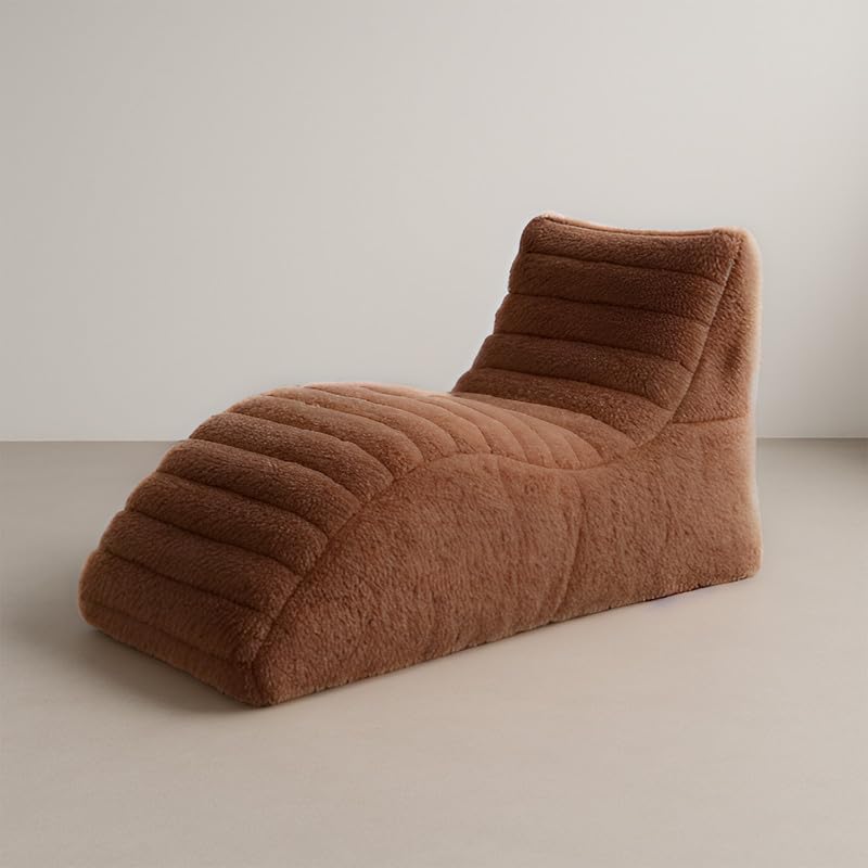 Image of Biggie Bean Bag Chair with Beans Filled 6XL Sun Lounger-Laziness Pro Max-Tantric Chaise Lounge Design-Love Seat with Free Cushion & Footrest (Made of : Soft Fur Brown)