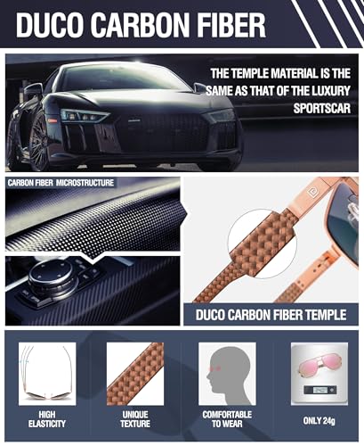 Image of DUCO Aviator Sunglasses for Men Women Carbon Fiber Polarized Sunglasses Men UV Protection for Driving Golf Fishing 3051