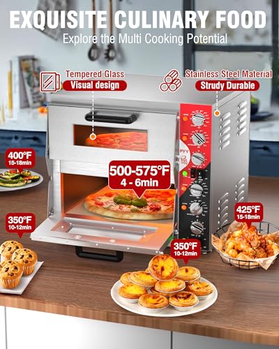 PYY Indoor 16in Pizza Oven - Double Decker Electric Pizza Ovens Countertop with Pizza Stone, 60-Min Ring Timer, for Home and Restaurant Commercial, 3200W, ETL Listed - Image 5