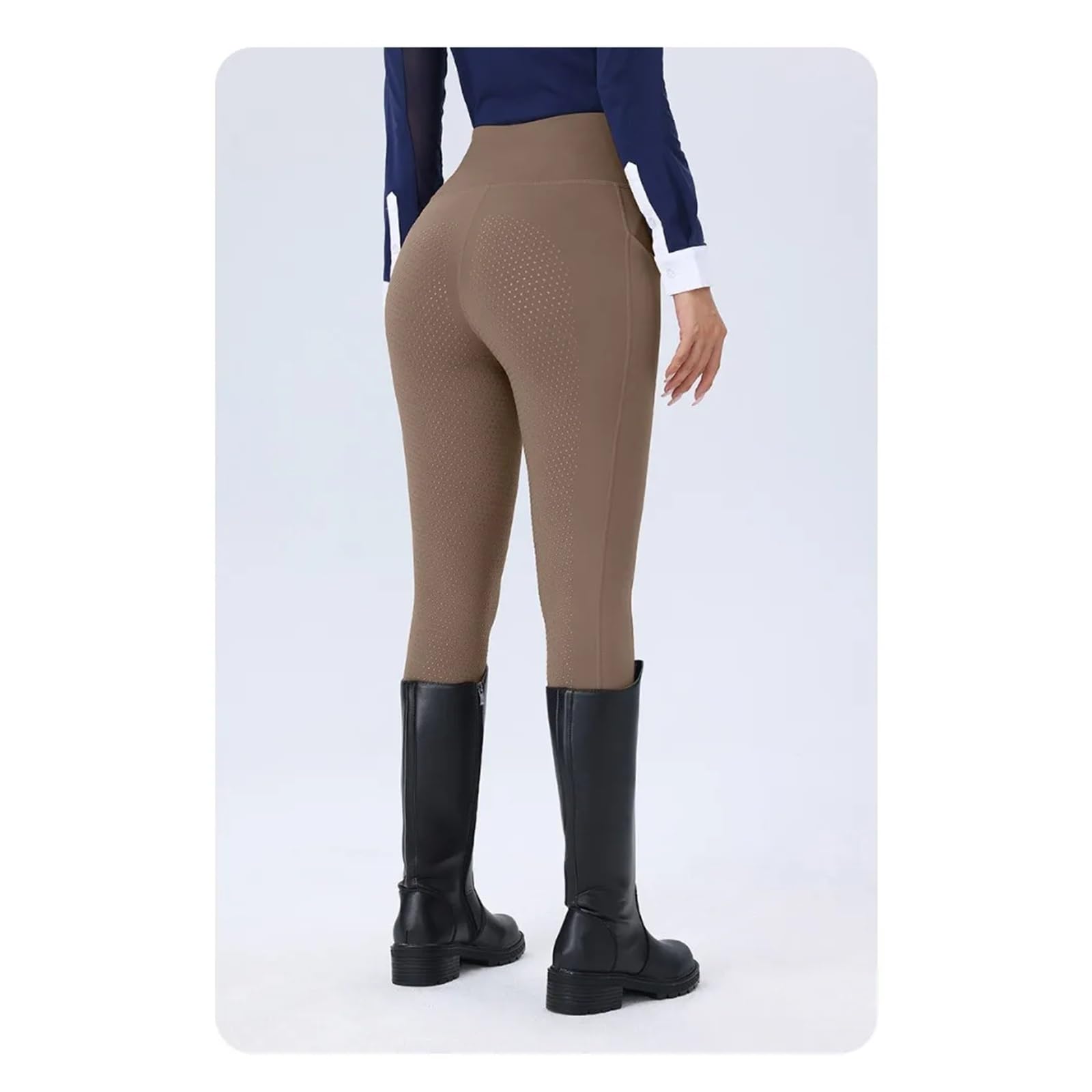 Pantalones de equitación mujer Pantalones de equitación antideslizantes con bolsillo lateral doble, cintura alta elástica y ajuste ceñido Jodhpurs de silicona para mujer con asiento comple(Blue,S)