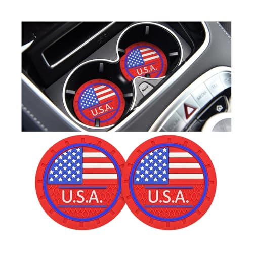 Portavasos para carro con diseño bandera USA, rojo, 2 piezas miniatura 1