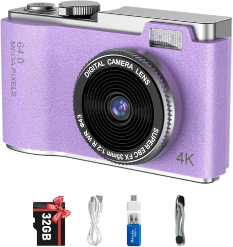 Kids Digital Camera,Children Camera Gift with 32GB SD Card, 16X Zoom, HD Video Compact Small Camera for Kids Boys Girls,Perfect Christmas & Birthday (Purple)
