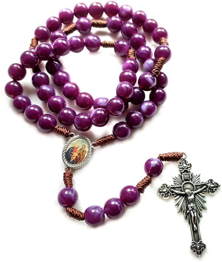 KJ-KUIJHFF Vintage Rosary Catholic Prayer Bead Necklace Christ Jesus Cross Pendant Necklace prayer beads necklace for men