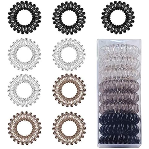 9 Pcs Spiral Hair Ties, ARPDJK Plastic Elastic Coil Hair Bands, Ponytail Holder Telephone Cord Bobbles Hairbands for Girls Women with Thick Hair, No Damage Hair Accessories (3 Colors) Cover