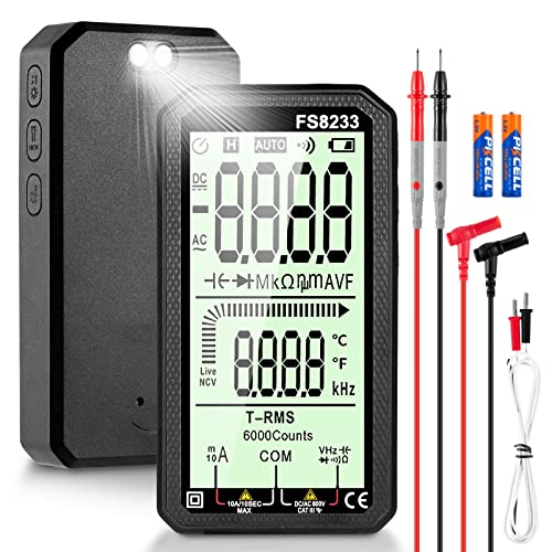 Image of Digital Multimeter - WOOKLEA Auto-Ranging Volt Tester 6000 Counts TRMS 4.8'' Display | Accurately Fast Measures Voltage Current Capacitance Continuity Resistance Temperature Diodes NCV (Black)