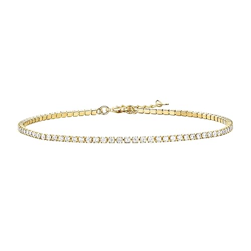 PAVOI 14K Gold Plated Tennis Anklets for Women | Tennis Ankle Bracelet for Women - Yellow Gold