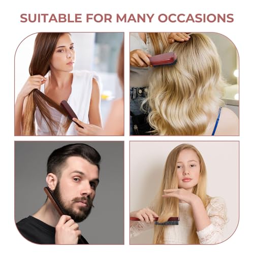 Qufiiry Sleek Bun Bürste, Wildschweinborsten Bürste, Teasing Hair Brush Boar Bristle Hair Brush Tail Comb, Haarbürsten mit Wildschweinborsten, Weiche Naturborsten, für Haar und Bart Styling