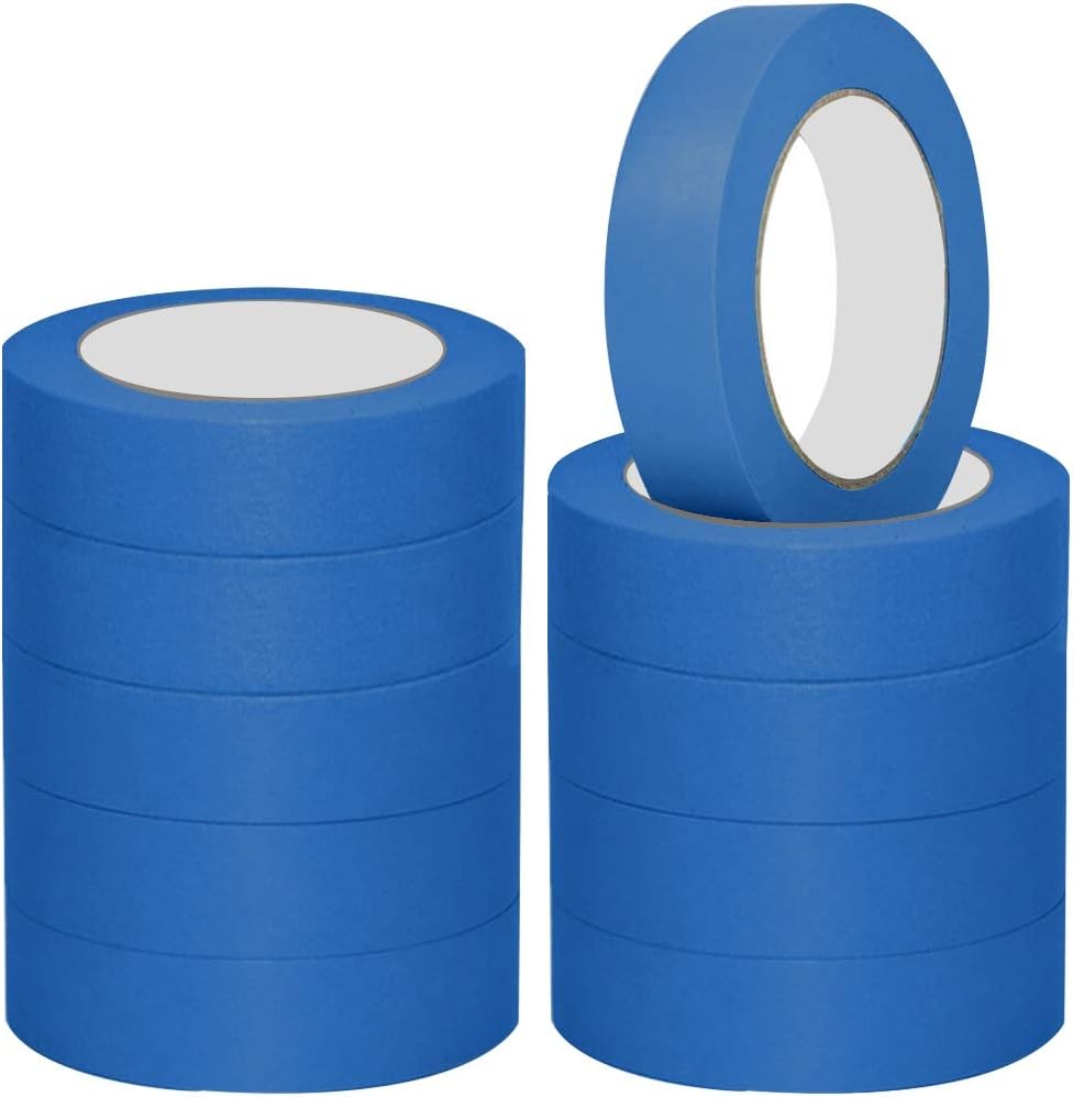 Masking Tape for Painting Blue Tape Painters Tape Painting Tape for Artist Indoor Decorating Tape 24 mm x 20M, 10 Rolls
