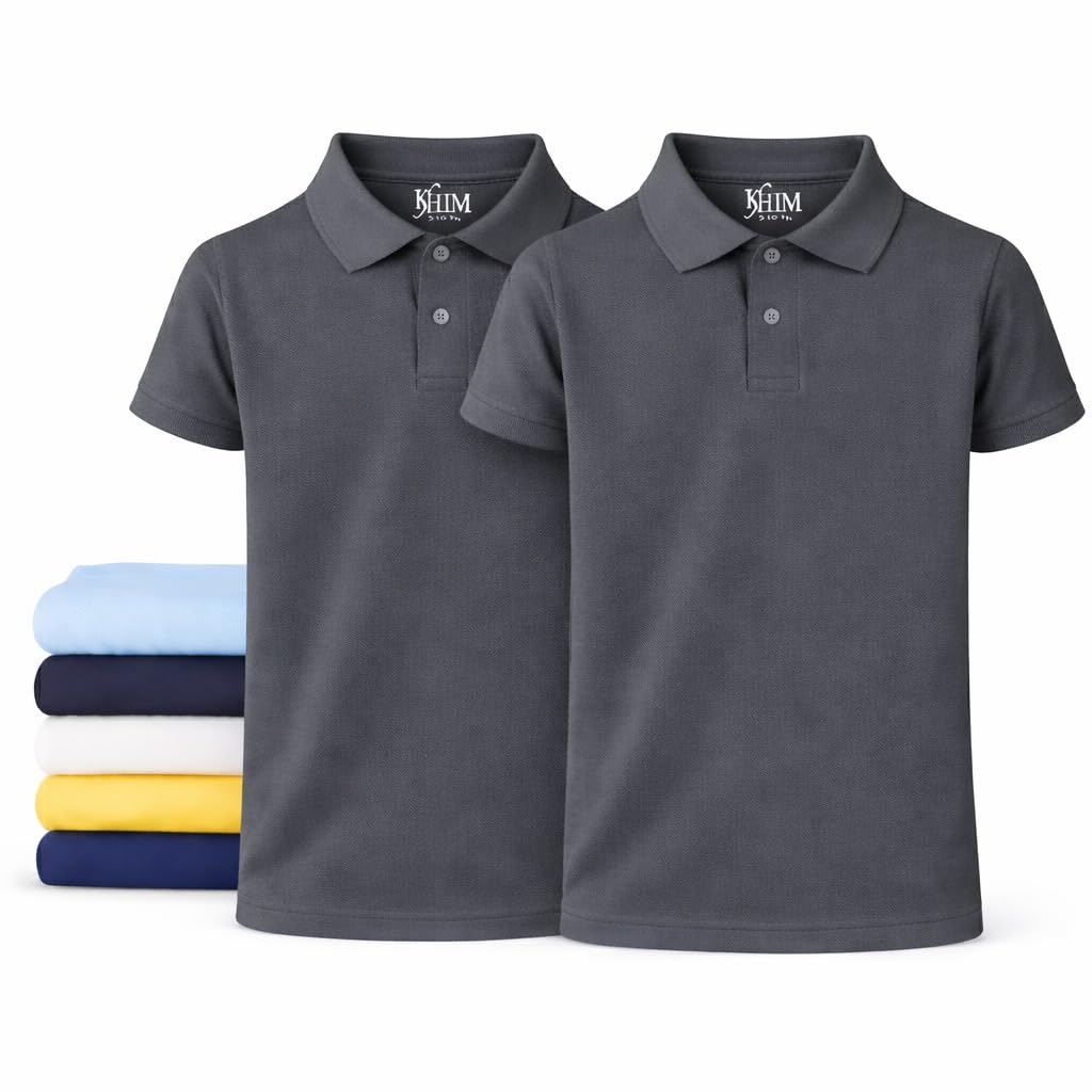 KHIM Unisex Polo Short Sleeve Polycotton Boys Girls School Uniform Plain Half Sleeve Shirts Sports Wear Indoor Outdoor — view 20