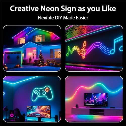 Image of Forus 5M Smart RGB IC Neon LED Strip Light with Adapter, App & Remote Control, Music Sync, Flexible Rope Light for Room, TV, Gaming, Party, Home, Diwali & Christmas Decoration, 3 Month Warranty (1Pc)