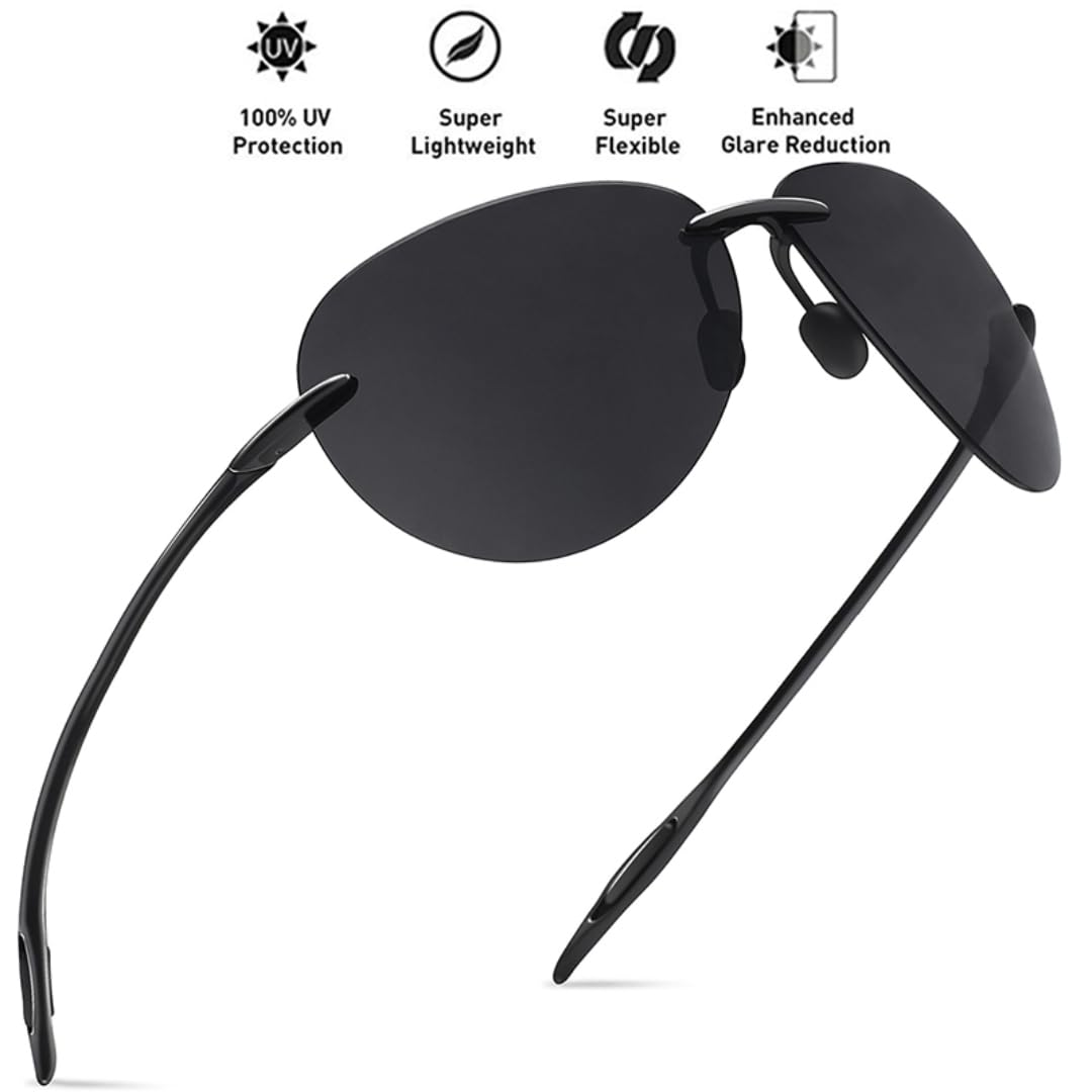 Occhiali da sole da uomo UV400, alla moda, ovali senza montatura, montatura da donna TR90