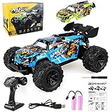 Coche todoterreno para niños y adultos: la última tecnología de 2 WD, motor potente integrado, arranque rápido, suspensión independiente a las cuatro ruedas, fuerte todoterreno, puede funcionar sin problemas en terrenos irregulares como la hierba. arena y protege el cuerpo de los impactos de componentes electrónicos. El potente rendimiento hace que este coche teledirigido sea un juguete ideal para niños y niñas a partir de 6 años, pero también los adultos pueden divertirse.