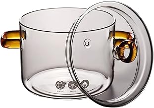 Panela de vidro com tampa de vidro transparente panela de vidro com tampa panela de vidro com alça dupla panela de fogão pote potpourri para ramen macarrão sopa leite vegetais 1,5L panela de macarrão