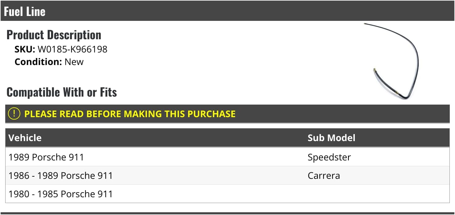 Fuel Line - Compatible with 1980-1989 Porsche 911