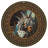 Nativity Advent Hanging Calendar - 2023 Christmas Countdown to Christmas Sign 13.75' D with Die Cut Pull Tab and Nativity Scene with Angels Illustration in the Center