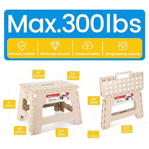 image for ACSTEP Folding Step Stool - 9 Inch Lightweight Plastic Non-Slip Foldab