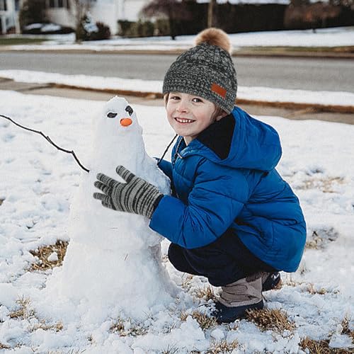 Image of Kids Hat Scarf Gloves Set, Kids Winter Beanie Hat Scarf Gloves Set with Knit Thick Warm Fleece Lined for 1-6 Years Old