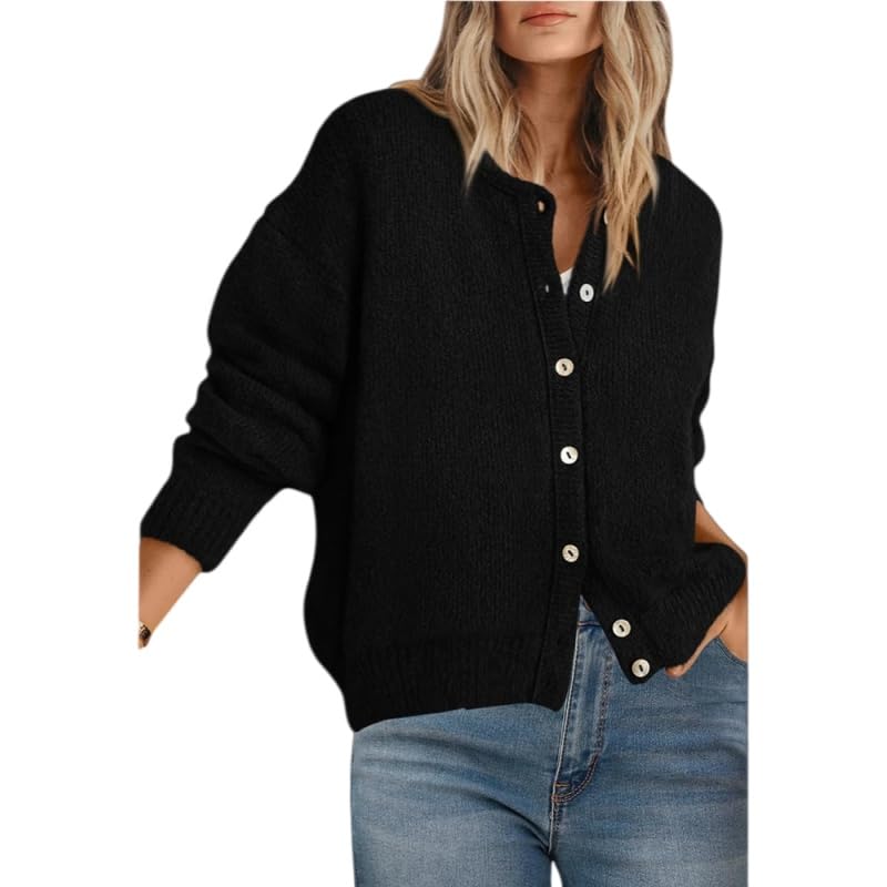 Gilet Cardigan Oversize En Maille Pour Femme Léger À Col Rond Et Manches Longues Boutonné Doux Et Chaud Style Décontracté Ouvert Sur Le Devant Idéal Pour L'Oktoberfest Le Bureau Et Le Quotidie