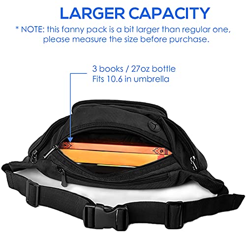 Noola Fanny Pack Large Waist Bag Pack For Men Women Hip Bum Bag With Water Bottle Holder Adjustable Strap Suitable For Outdoors Workout Traveling Hiking Cycling Dog Walking Black #TOP4
