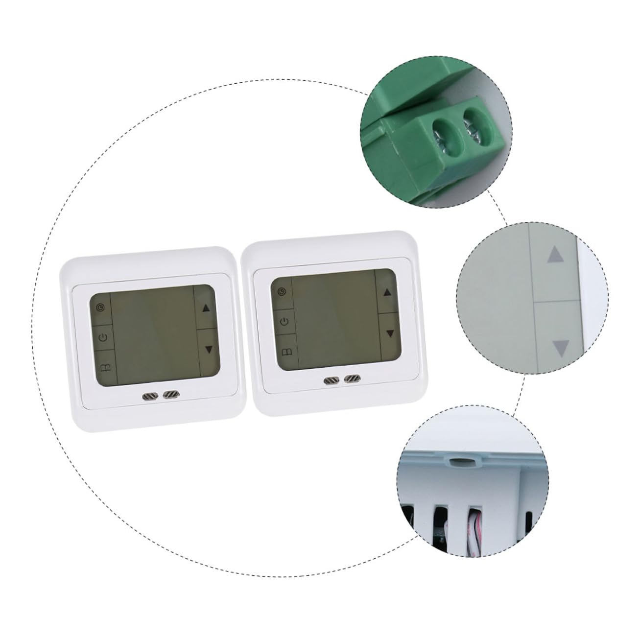 2 Stück Programmierbarer Digitaler Thermostat 220v für Heizung | Weißes PC Gehäuse, Tagesprogramm mit 6 Zeitabschnitten, Hohe Zuverlässigkeit
