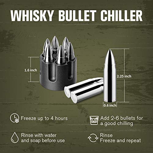 Image of Whiskey Bullet Stones, Stainless Steel Whisky Rocks, Reusable ice cube Metal Ice, Gifts for Men Dad, Christmas Stocking Stuffer, Whiskey Stones Rocks Bullet Shaped Ice Cubes (Standard Packing)