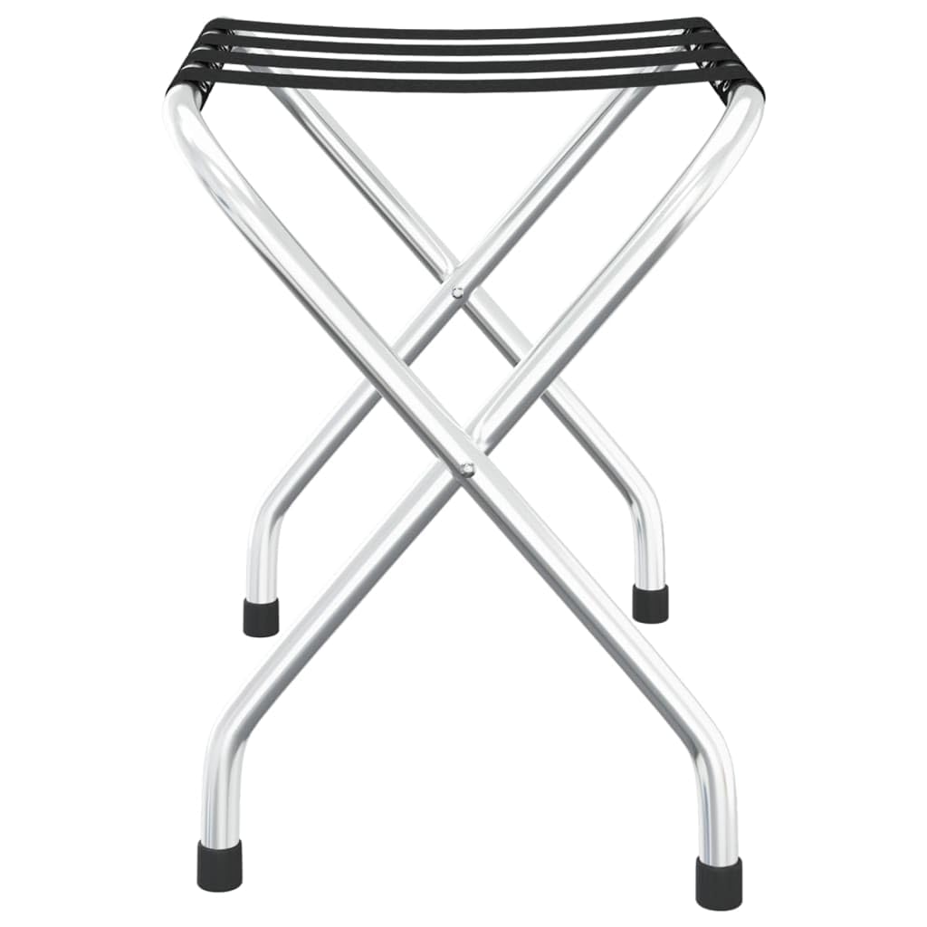 vidaXL Soporte para Maletas Taburete Equipaje Hoteles Almacenamiento Dormitorio Habitación Posadas Hostales Negro y Plateado 56x40x49 cm