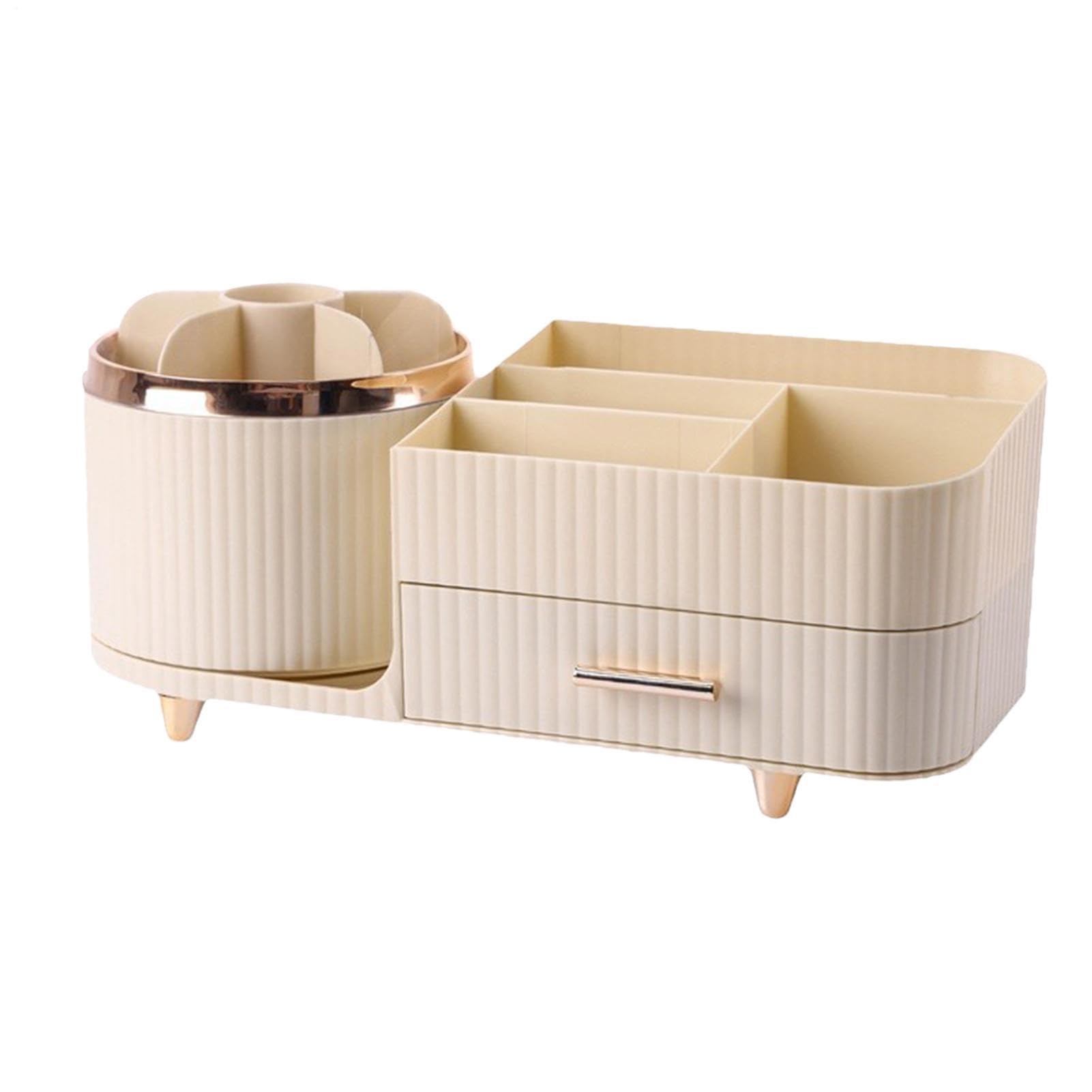 Organizer per cosmetici, girevole a 360 gradi, con cassetti, , Siehe | Portaspazzoli leggero e lussuoso, elegante supporto per la cura della pelle, ripiano salvaspazio per trucco, unghie, eyeliner